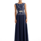 Mother of the Bride Dress Floor-Length Chiffon Gown with Embroidered Lace Bodice