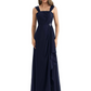 Square Neck Mother of the Bride Dress Floor-Length Chiffon Gown with Ruched Bodice