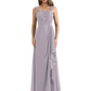 Square Neck Mother of the Bride Dress Floor-Length Chiffon Gown with Ruched Bodice