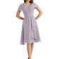 Mother of the Bride Dress Knee-Length V-Neck Chiffon Gown with Ruched Bodice