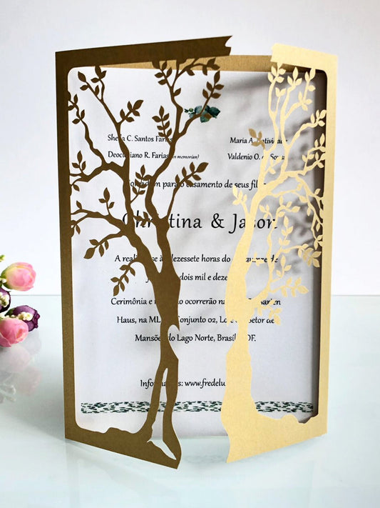 Hot Selling Tree of Life Wedding Greeting Card, Hollow Out Holiday Invitation Letter