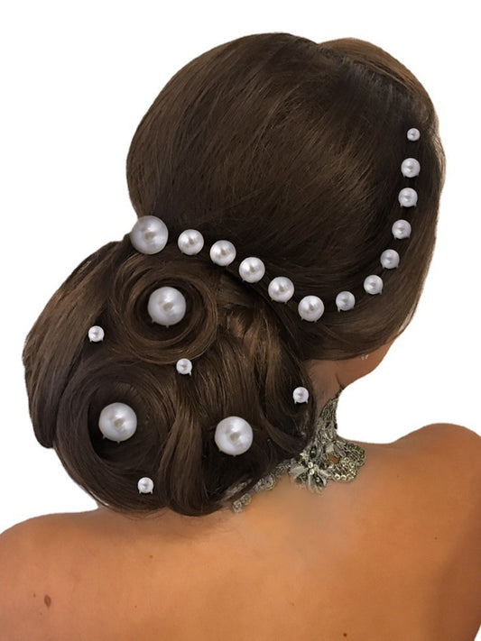 Handmade Pearl U-shaped Clip Dirty Braid Hair Accessories Flash Diamond Hair Fork for Women