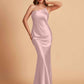 Sexy Silky Satin Sheath One Shoulder Comfy Long Bridesmaid Dresses