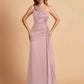 Sexy Satin Sheath One Shoulder With Train Elegant Long Bridesmaid Dresses