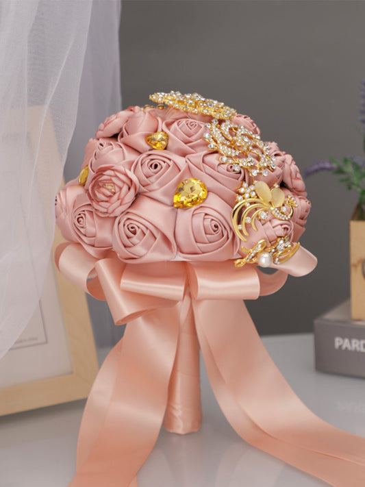 Wedding Flower For The Groom And Bride, Satin Rose Wedding Bouquet