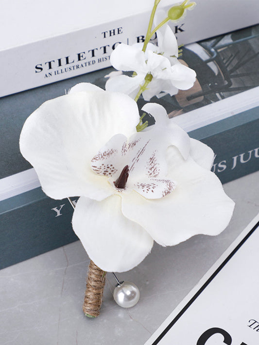New Creative Phalaenopsis Men Corsage Outdoor Wedding Brooch Party Decorations