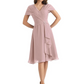Mother of the Bride Dress Knee-Length V-Neck Chiffon Gown with Ruched Bodice