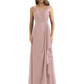 Square Neck Mother of the Bride Dress Floor-Length Chiffon Gown with Ruched Bodice