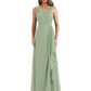 Square Neck Mother of the Bride Dress Floor-Length Chiffon Gown with Ruched Bodice