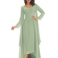 Elegant Asymmetric Neck Long A-Line Chiffon Mother of the Brides Dresses Mom Outfit