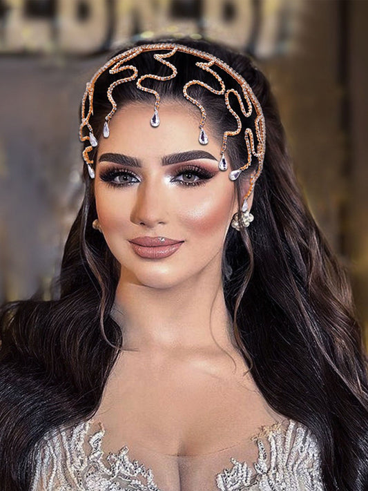 Sparkly Bridal Headwear Rhinestone Head Chain Headband Accessories Handmade Forehead Hair Chain