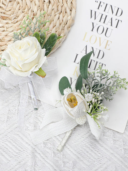 Mori Wrist Flower Wedding Corsage Creative Fresh White Wrist Flower Suit