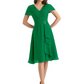Mother of the Bride Dress Knee-Length V-Neck Chiffon Gown with Ruched Bodice