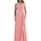 Square Neck Mother of the Bride Dress Floor-Length Chiffon Gown with Ruched Bodice