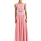 Mother of the Bride Dress Floor-Length Chiffon Gown with Embroidered Lace Bodice