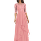 Elegant Lace A-line Chiffon Half Sleeves Mother of the Brides Dresses Floor Length