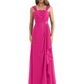 Square Neck Mother of the Bride Dress Floor-Length Chiffon Gown with Ruched Bodice