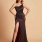 Elegant Silky Satin Mermaid One Shoulder With Pleats Long Bridesmaid Dresses