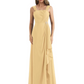 Square Neck Mother of the Bride Dress Floor-Length Chiffon Gown with Ruched Bodice
