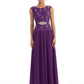 Mother of the Bride Dress Floor-Length Chiffon Gown with Embroidered Lace Bodice