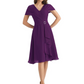 Mother of the Bride Dress Knee-Length V-Neck Chiffon Gown with Ruched Bodice