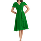 Mother of the Bride Dress Knee-Length V-Neck Chiffon Gown with Ruched Bodice