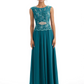 Mother of the Bride Dress Floor-Length Chiffon Gown with Embroidered Lace Bodice