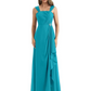 Square Neck Mother of the Bride Dress Floor-Length Chiffon Gown with Ruched Bodice