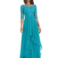 Elegant Lace A-line Chiffon Half Sleeves Mother of the Brides Dresses Floor Length