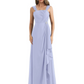 Square Neck Mother of the Bride Dress Floor-Length Chiffon Gown with Ruched Bodice