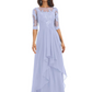 Elegant Lace A-line Chiffon Half Sleeves Mother of the Brides Dresses Floor Length