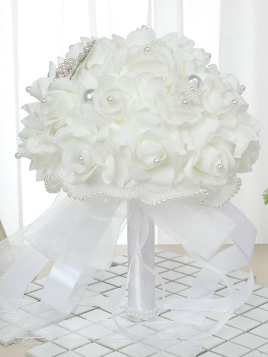 Wedding Flower For The Groom And Bride, Simulated Foam Rose Wedding Bouquet