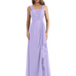 Square Neck Mother of the Bride Dress Floor-Length Chiffon Gown with Ruched Bodice