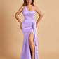 Lilac Mismatched Sexy Silky Satin Mermaid Long Bridesmaid Dresses Online