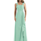 Square Neck Mother of the Bride Dress Floor-Length Chiffon Gown with Ruched Bodice