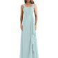 Square Neck Mother of the Bride Dress Floor-Length Chiffon Gown with Ruched Bodice