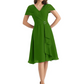Mother of the Bride Dress Knee-Length V-Neck Chiffon Gown with Ruched Bodice