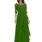 Elegant Lace A-line Chiffon Half Sleeves Mother of the Brides Dresses Floor Length