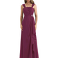 Square Neck Mother of the Bride Dress Floor-Length Chiffon Gown with Ruched Bodice