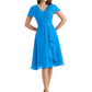 Mother of the Bride Dress Knee-Length V-Neck Chiffon Gown with Ruched Bodice