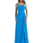 Square Neck Mother of the Bride Dress Floor-Length Chiffon Gown with Ruched Bodice