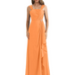 Square Neck Mother of the Bride Dress Floor-Length Chiffon Gown with Ruched Bodice