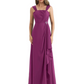 Square Neck Mother of the Bride Dress Floor-Length Chiffon Gown with Ruched Bodice