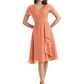 Mother of the Bride Dress Knee-Length V-Neck Chiffon Gown with Ruched Bodice