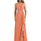 Square Neck Mother of the Bride Dress Floor-Length Chiffon Gown with Ruched Bodice
