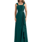 Square Neck Mother of the Bride Dress Floor-Length Chiffon Gown with Ruched Bodice