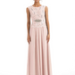 Mother of the Bride Dress Floor-Length Chiffon Gown with Embroidered Lace Bodice
