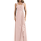 Square Neck Mother of the Bride Dress Floor-Length Chiffon Gown with Ruched Bodice