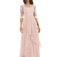 Elegant Lace A-line Chiffon Half Sleeves Mother of the Brides Dresses Floor Length
