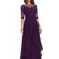 Elegant Lace A-line Chiffon Half Sleeves Mother of the Brides Dresses Floor Length